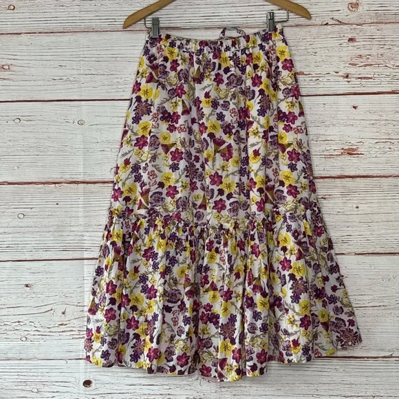 J Crew Tie-Waist Midi Skirt in Summer Garden Floral Sz XS - Picture 6 of 10